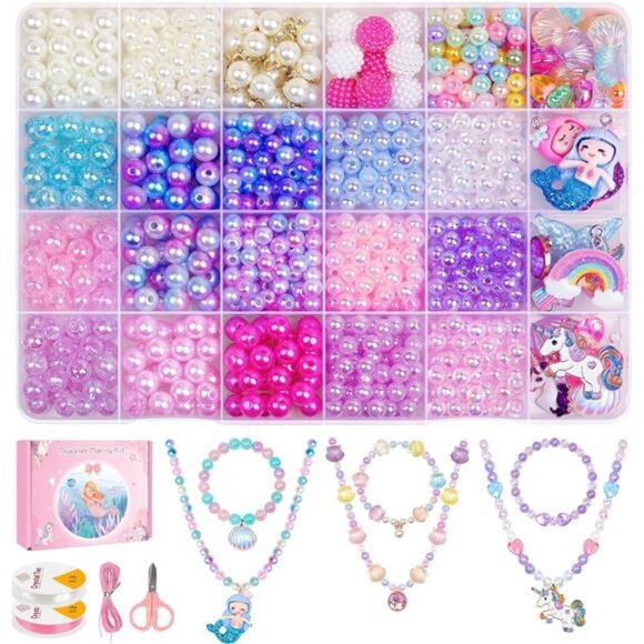 900Pcs Mermaid Bracelet Making Kit for Girls Kids Charm DIY Beads for - Picture 1 of 6